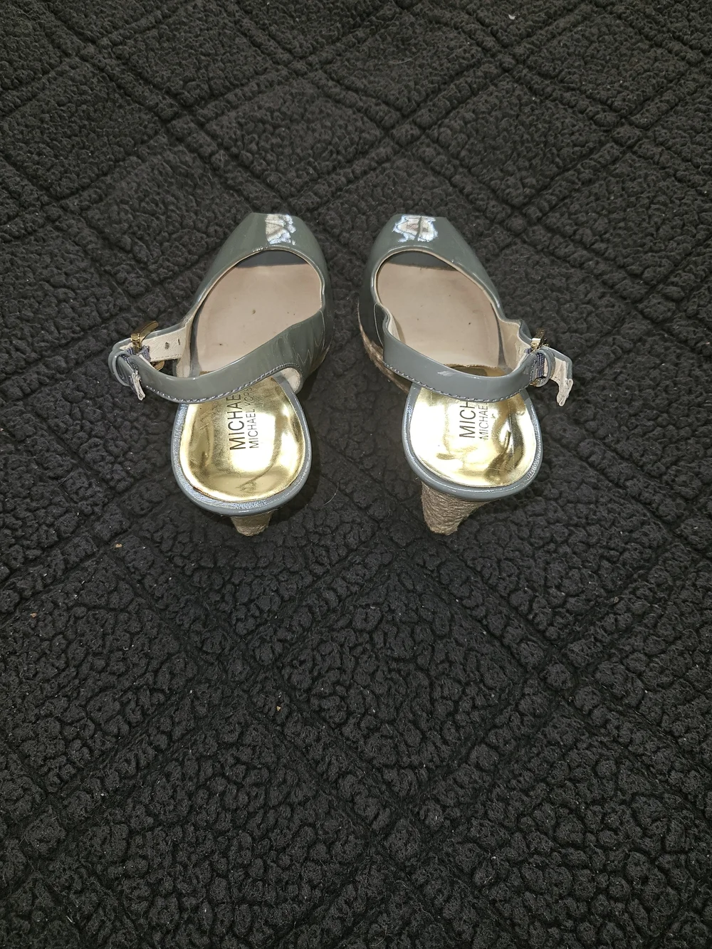 MICHAEL Michael Kors Keegan Surf Blue Patent Leather Espadrille Wedges